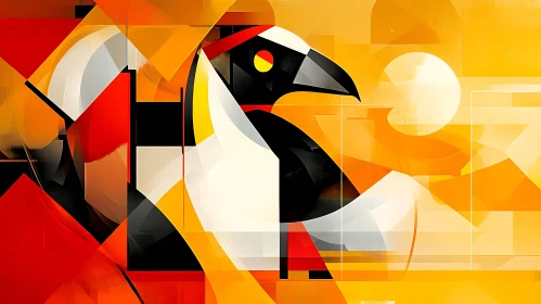 Vibrant Penguin in Abstract Shapes