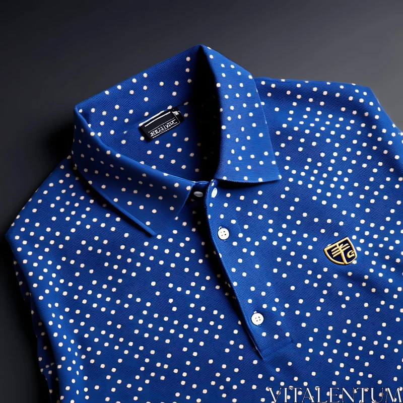 Blue Polka Dot Polo Shirt AI Image