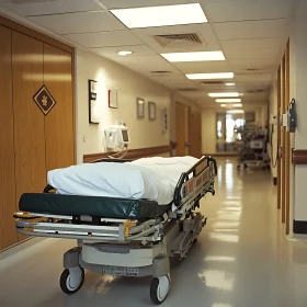Empty Gurney in Hospital Corridor