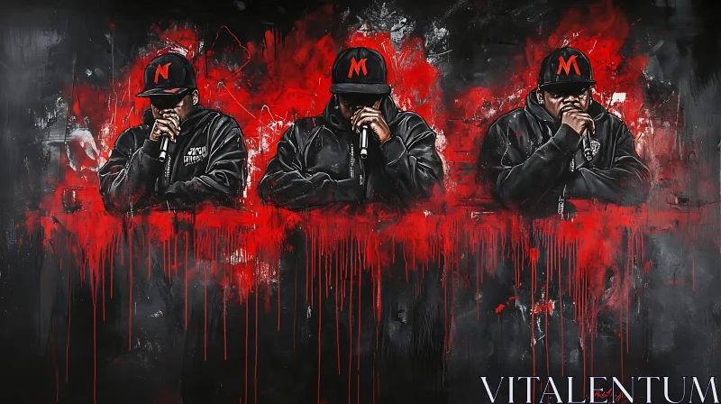 Triple Portrait of Rappers in Art AI Image