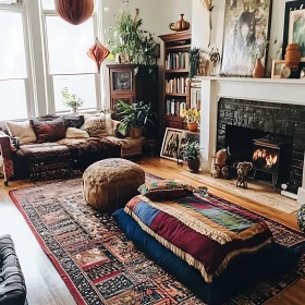 Eclectic Home Decor with Fireplace