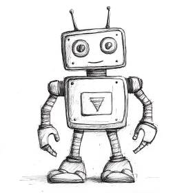 Monochrome Robot Illustration