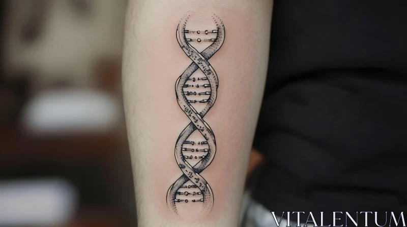 Black and Grey DNA Tattoo on Forearm AI Image