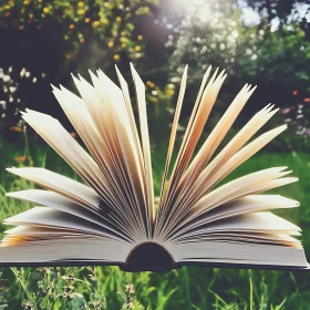 Sunlit Book on Green Grass