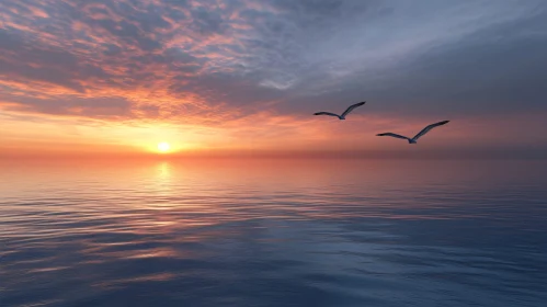 Tranquil Sunset Over Calm Sea