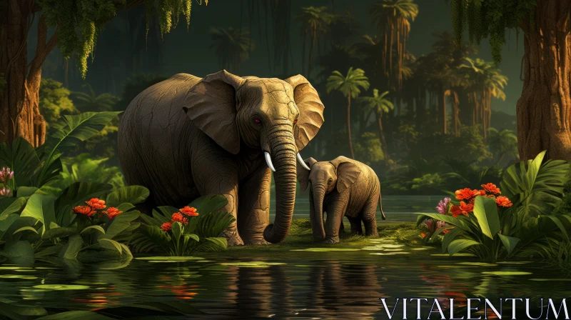 Elephants in the Jungle: A Nature-Inspired Digital Art AI Image