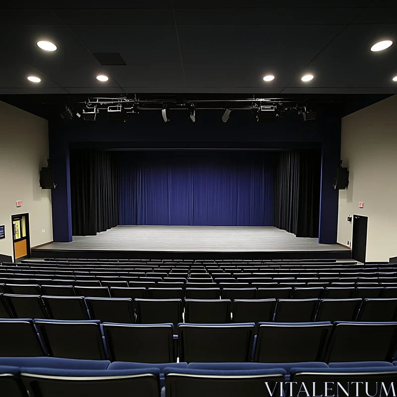 AI ART Auditorium with Blue Curtain Stage