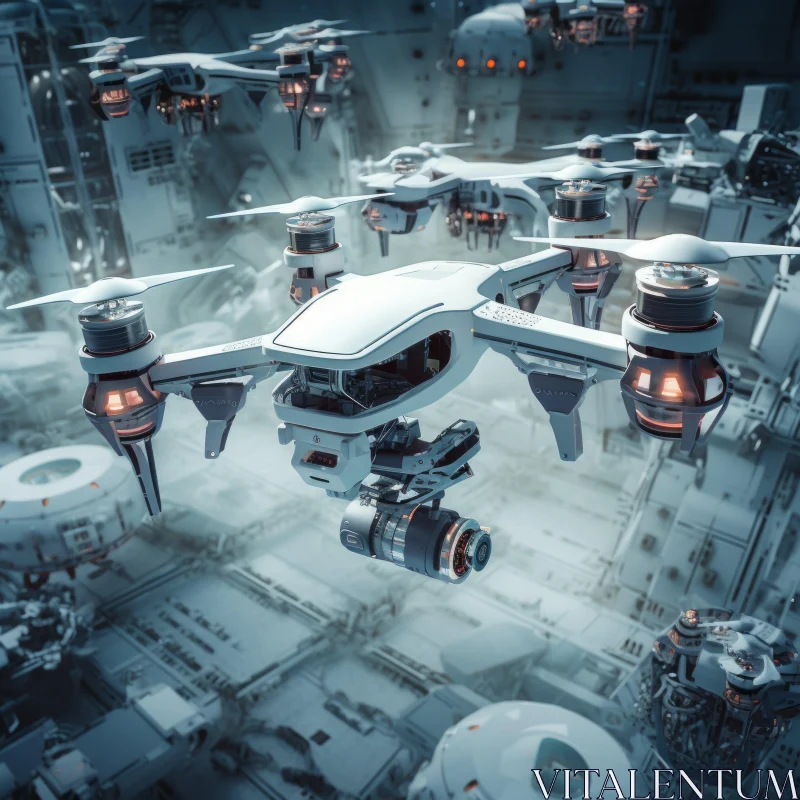 Futuristic Drone in Aqua and White - 3D Industrial Aesthetics AI Image