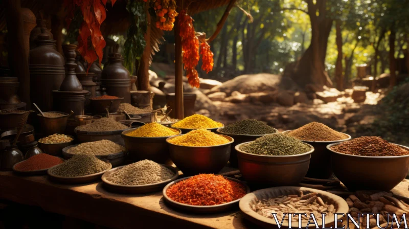 Indian Spices in a Jungle Setting: A Taste of Tradition in Nature AI Image