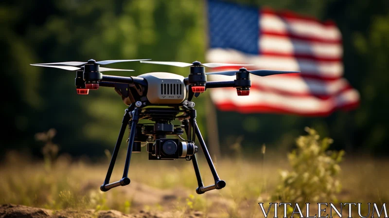 Infrared Filtered Drone and American Flag Imagery AI Image