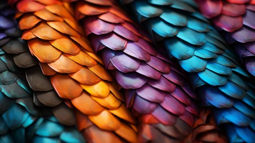 Intricate Beauty of Multicolored Dragon Scales - Close-up Shot