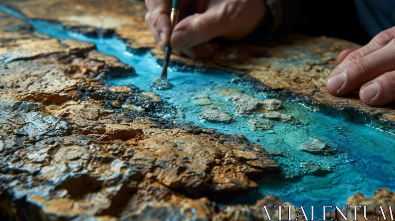 Painting of a River in a Rocky Landscape | Nature Art AI Image