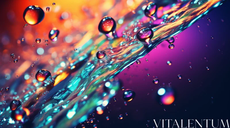 Psychedelic Water Droplets - An Abstract Radiant Color Display AI Image
