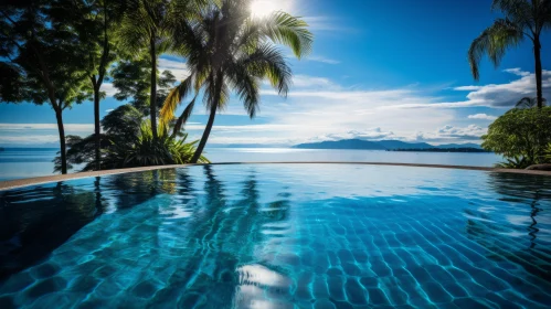 Serene Infinity Pool with Palm Trees | Highly Polished Surfaces