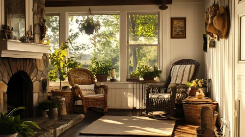 Cozy Interior with Green View