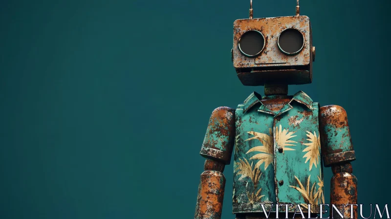 Retro Robot with Tropical Flair AI Image