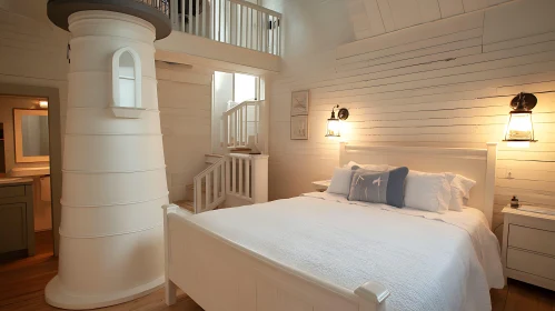 Nautical Theme Bedroom with Lighthouse Decor