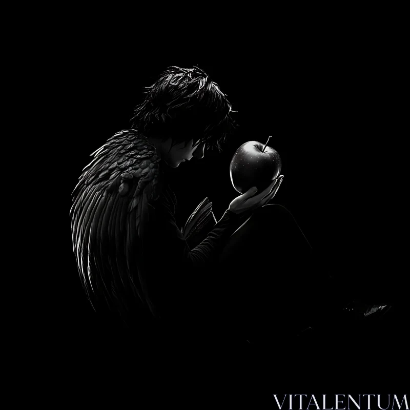 Dark Angel Holding Apple Artwork AI Image