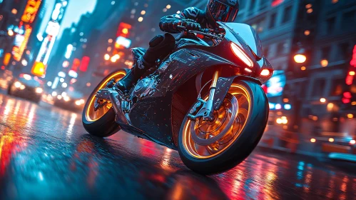 Urban Motorcycle Adventure at Night