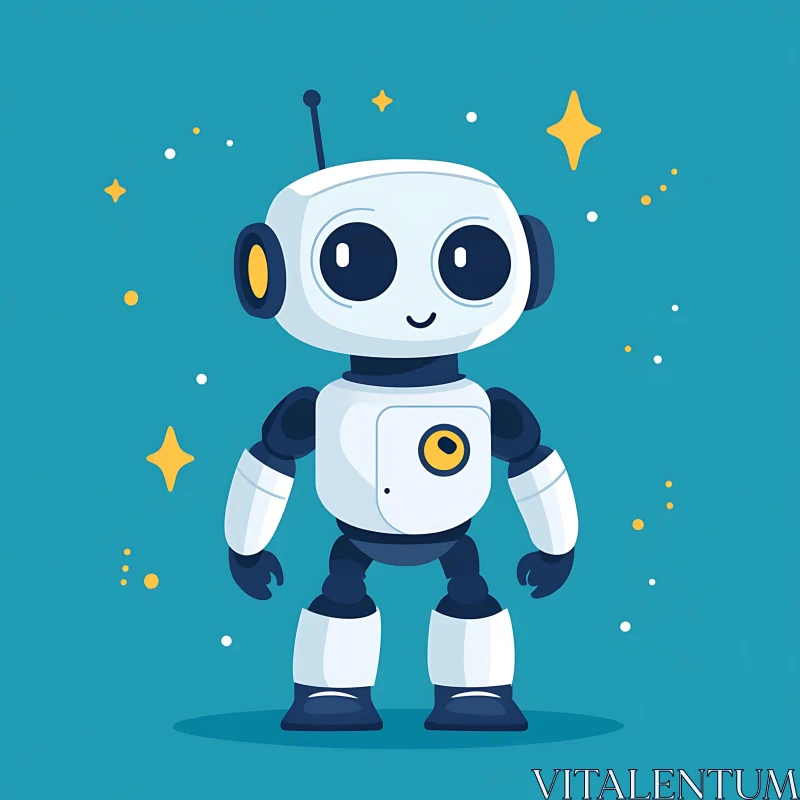 AI ART Cute Robot Character with Stars