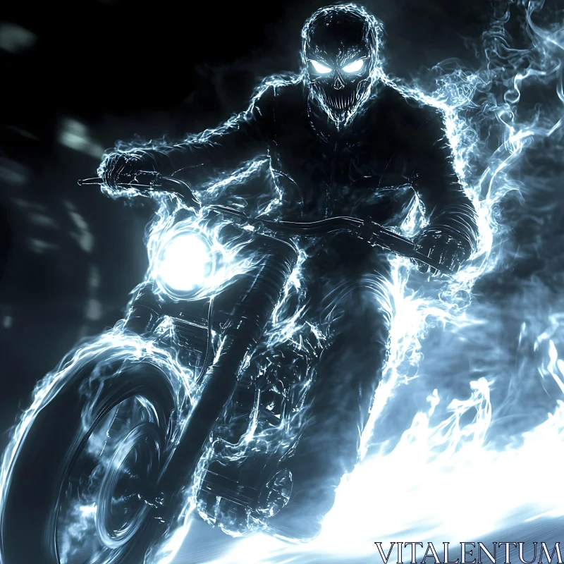 Ethereal Flames: Ghost Rider on Wheels AI Image