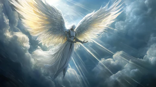 Winged Guardian Among the Clouds