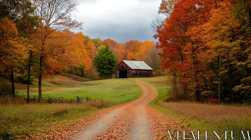 AI ART Rustic Barn in Autumn Landscape