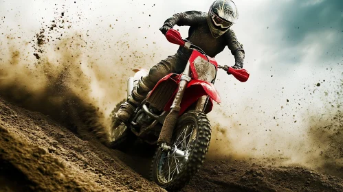 Motorcross Racing Scene with Red Bike