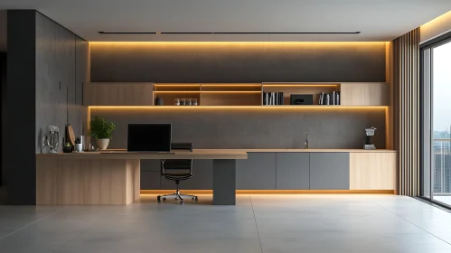 Contemporary Workspace with LED Lighting