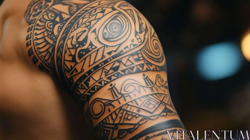 Detailed Tribal Tattoo Arm Art AI Image