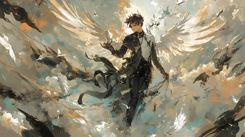 Winged Angel in Suit Illustration