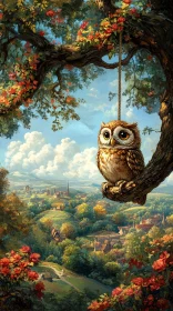 Owl and Village Landscape