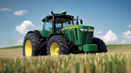 Agricultural Tractor in Rural Landscape