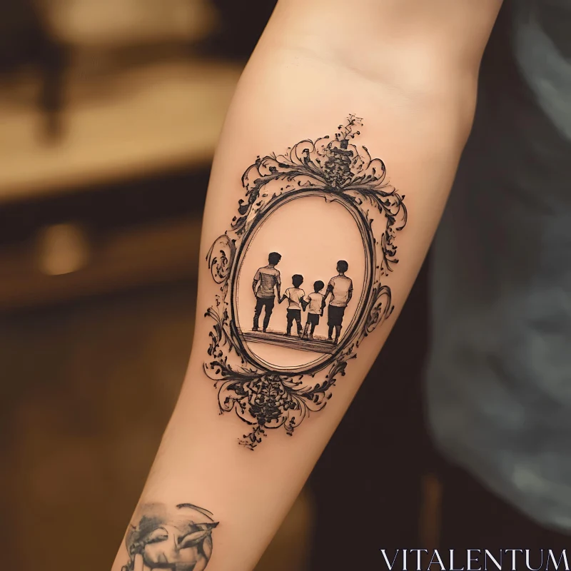 Ornate Frame Tattoo with Family AI Image