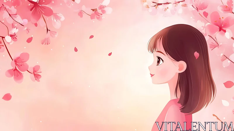 AI ART Pink Blossom Dream Anime Illustration