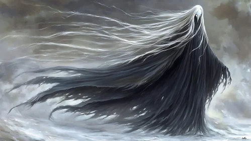 Mystic Figure in the Grey Storm