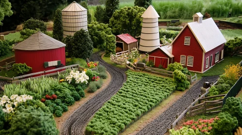 Idyllic Farm View: Red Barns and Green Fields