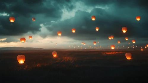 Sky Lanterns at Night