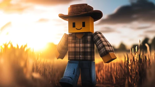 Digital Cowboy in Wheat Field