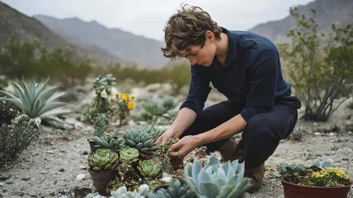 Desert Gardener with Succulents