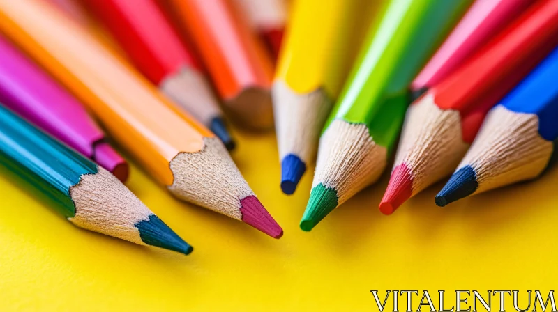 AI ART Vibrant Colored Pencils Composition on Yellow