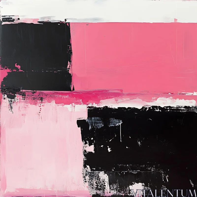 Minimalist Pink and Black Abstract Art AI Image