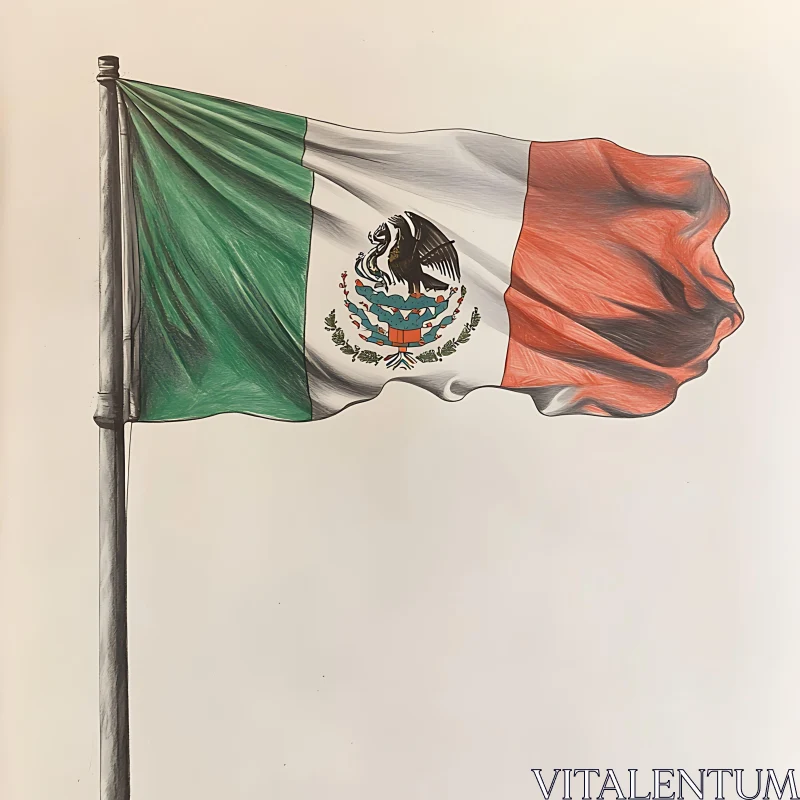 AI ART Detailed Sketch of Mexican Flag