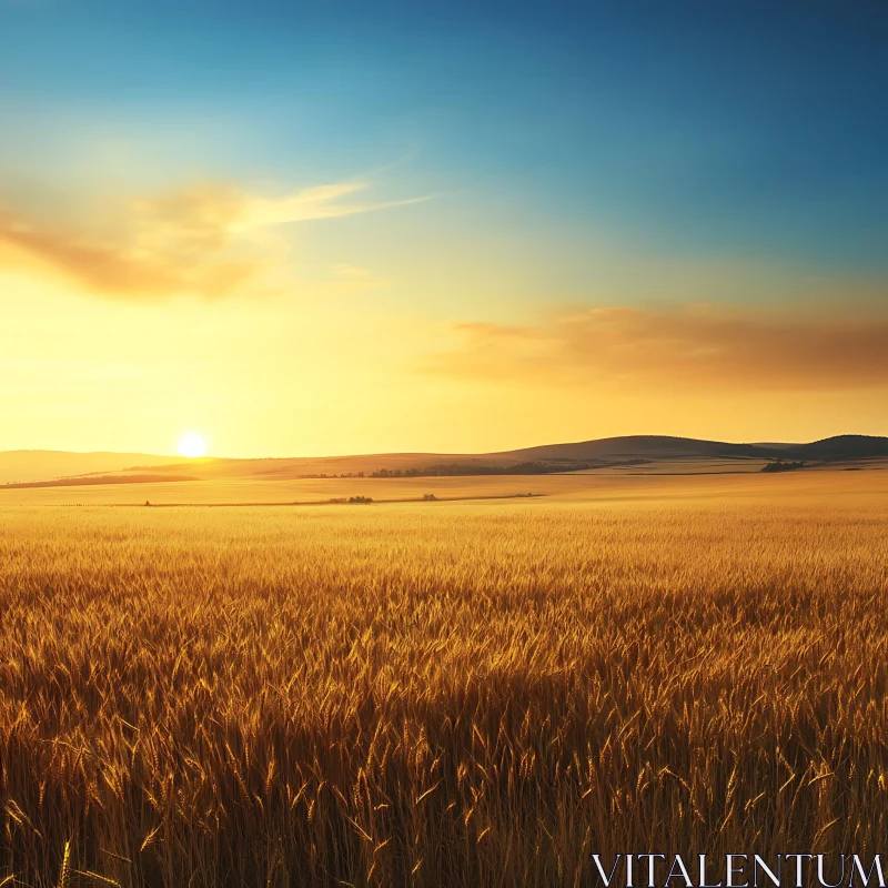 AI ART Wheat Field Landscape at Dusk