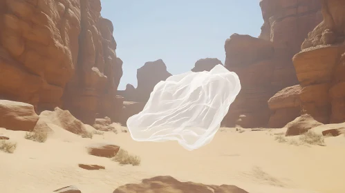 Abstract Desert Scene with Translucent Object