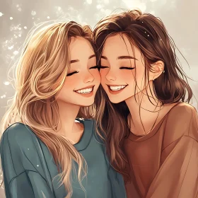 Smiling Women Portrait of Friendship