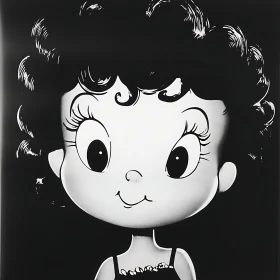 Monochrome Cartoon Girl Art