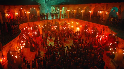 Illuminated Crowd at Night Event