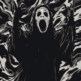 Monochrome Horror: Ghostly Apparition Art