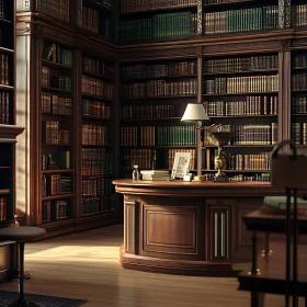 Classic Library Bookshelf Interior Scene